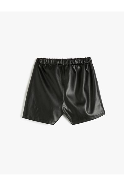 Koton Pantaloni scurți Fustă Aspect piele Talie elastică Buton Detaliat