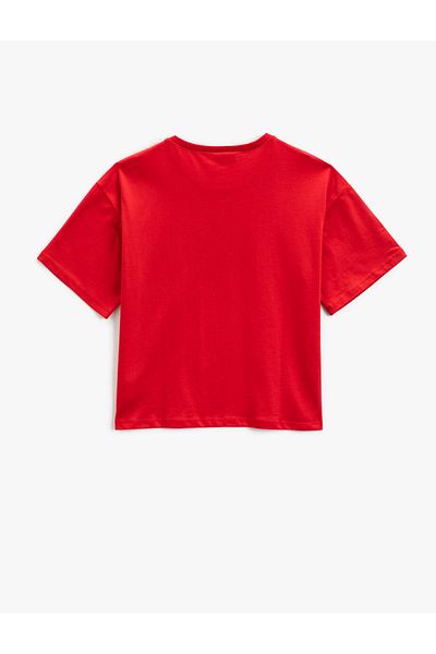 Koton Tricou crop cu mânecă scurtă, cu imprimeu, bumbac