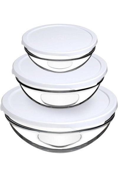 Paşabahçe 98304 Chefs - Set of 3 Large Glass Bowl Storage