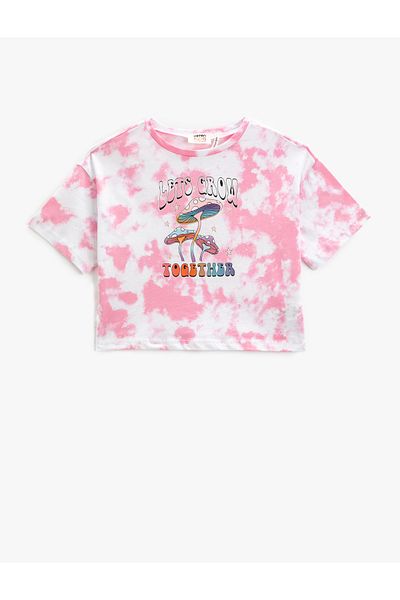 Koton Tricou oversize cu model batik cu maneci scurte cu decolteu