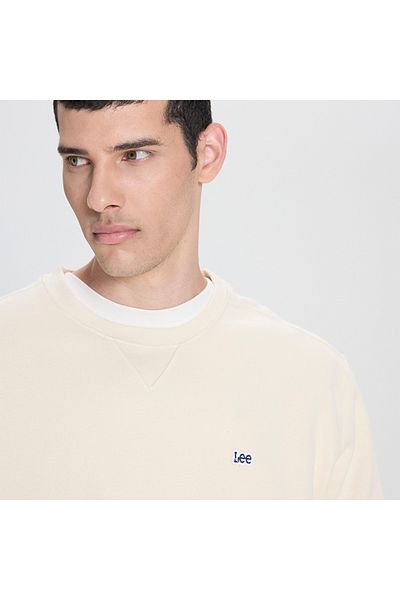 Lee Crew Neck 100% Cotton Regular Fit Off-White Sweatshirt