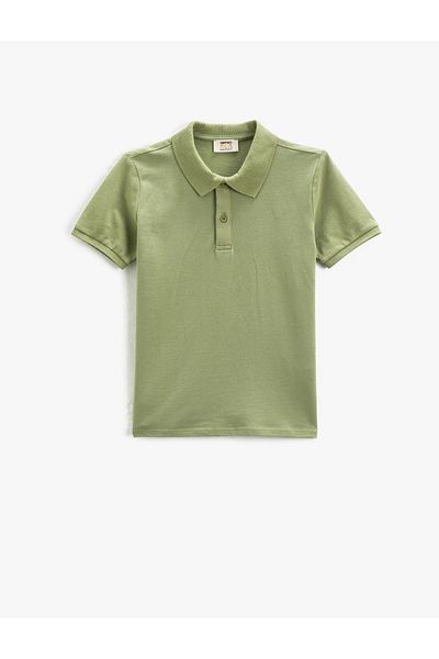 Koton Basic Polo Neck T-Shirt Short Sleeve Button Detailed