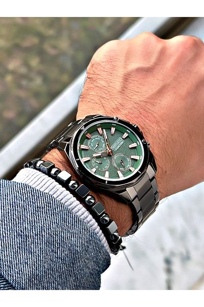 Ferrucci Smoke Color Function Steel Band Sport Men's Wrist Watch+Bracelet