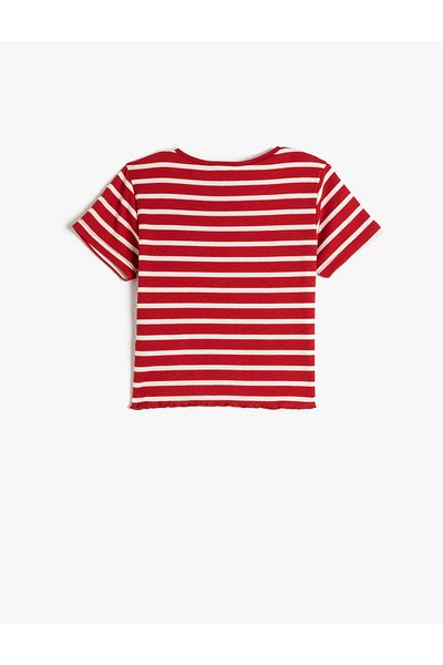 Koton Crop T-Shirt Short Sleeve Crew Neck Slim Fit Ribbed