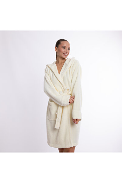 Caymoon Hooded Wellsoft Plush Dressing Gown Home Wear