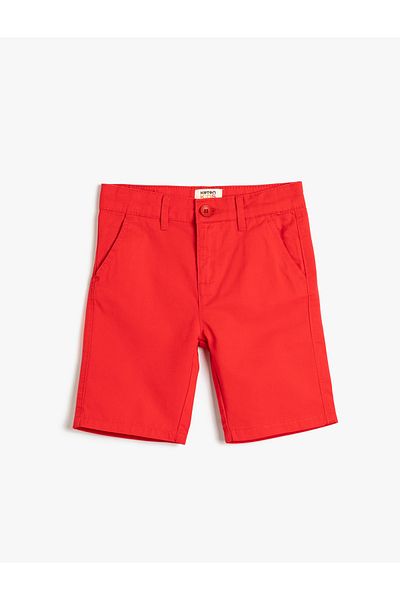 Koton Bermude pantaloni scurți de bază chino buzunar bumbac talie elastică reglabilă
