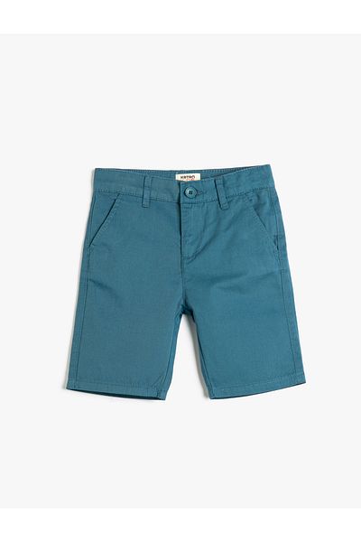 Koton Bermuda Shorts Basic Chino Pocket Cotton Adjustable Elastic Waist