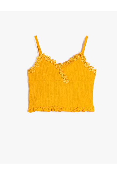 Koton Crop Top mit Trägern, strukturiertem Blumenmuster