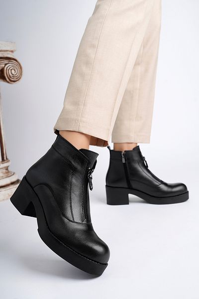 Deripabuc Genuine Leather Black Women's Leather Boots Trc-46360