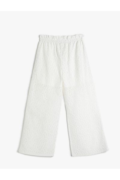 Koton Hose mit weitem Bein, halbgefüttert, elastischem Bund, Spitze