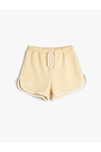 Koton Şort Beli Bağlamalı Şerit Detaylı Baskılı Pamuklu