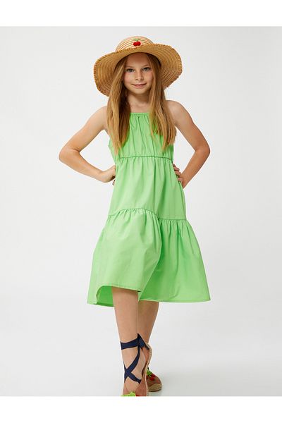 Koton Šaty Maxi Délka Tenká ramínka Halter Neck Layered Cotton