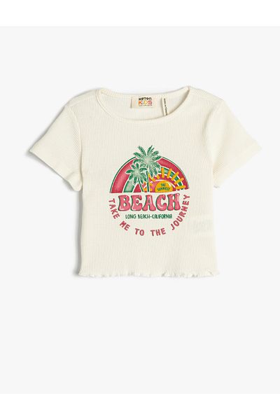 Koton T-Shirt Short Sleeve Crew Neck Printed Ribbed