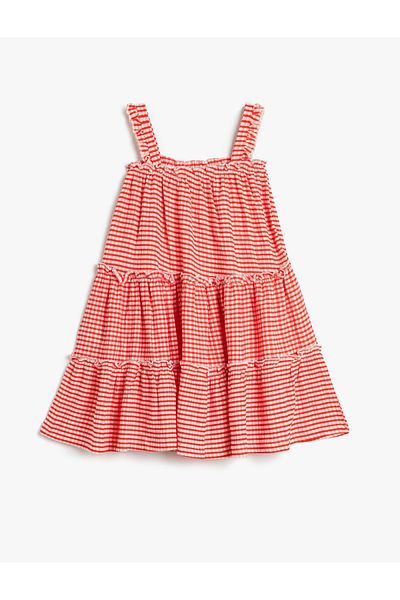 Koton Dress Midi Length Checkered Strap Comfortable Cut