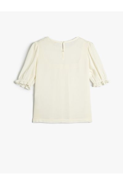 Koton Blouse Viscose Short Sleeve Ruffles Round Neck