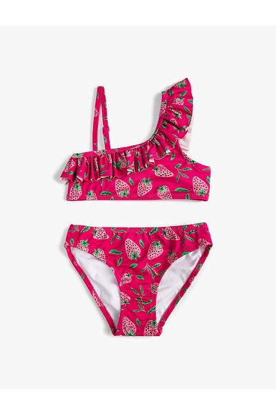 Koton One-Shoulder Ruffle Thin Strap Bikini Set
