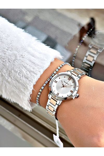 Ferrucci Rose Silver Color Roman Numeral Simple Model Men's Wrist Watch + Bracelet