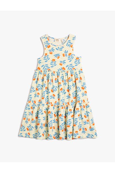 Koton Rochie Lungime Midi Fără mâneci Decolteu Crew Floral Stratificat