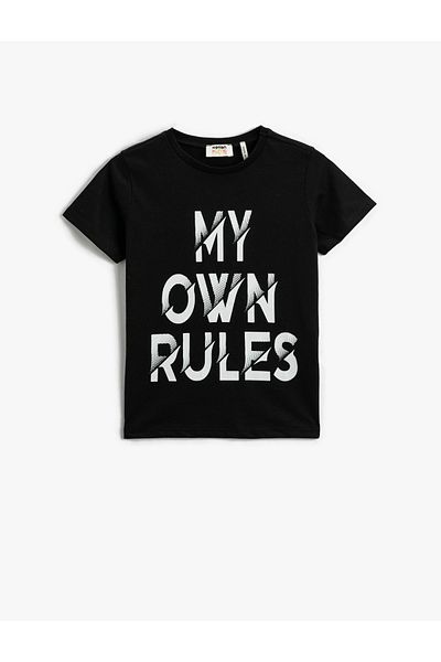 Koton Tricou cu mânecă scurtă cu slogan, din bumbac
