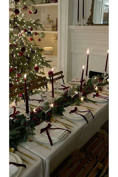 alhifa New Year's Velvet Bow Ribbon Napkin Holder Set - 10 Pieces