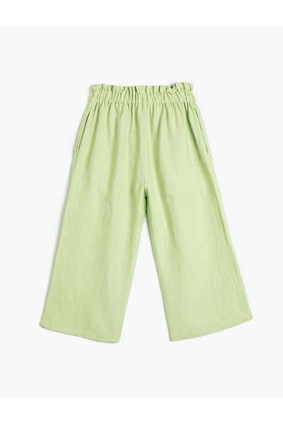 Koton Wide Leg Trousers with Elastic Waist Cotton Comfortable Cut