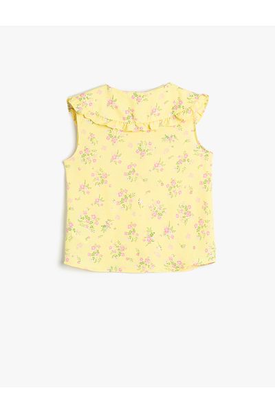 Koton Shirt Sleeveless Wide Baby Collar Flower