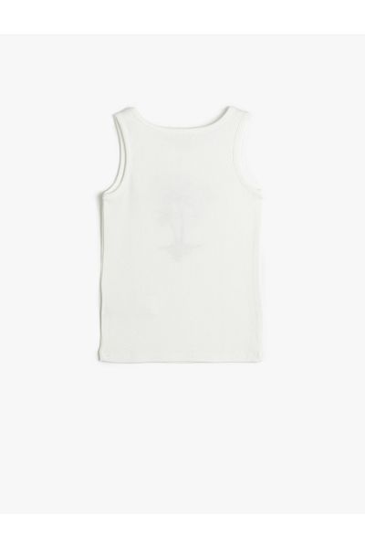 Koton Ärmelloses, bedrucktes Tanktop aus gerippter Baumwolle