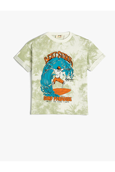 Koton Tricou cu mânecă scurtă din bumbac imprimat cu decolteu