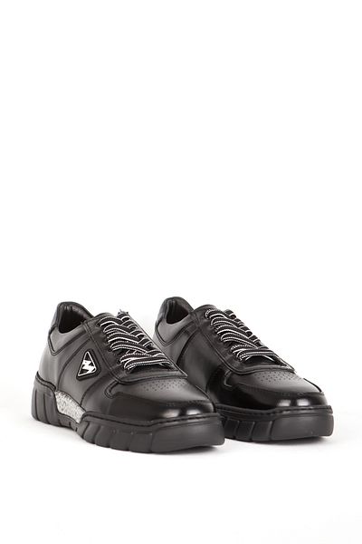 MARCOMEN Genuine Leather Men's Black Casual Shoes - Lace-up, 19503 Model