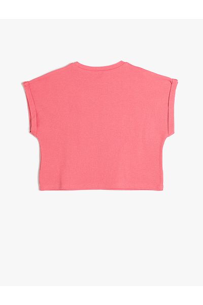 Koton Crop T-Shirt Oversize Short Sleeve Crew Neck Cotton