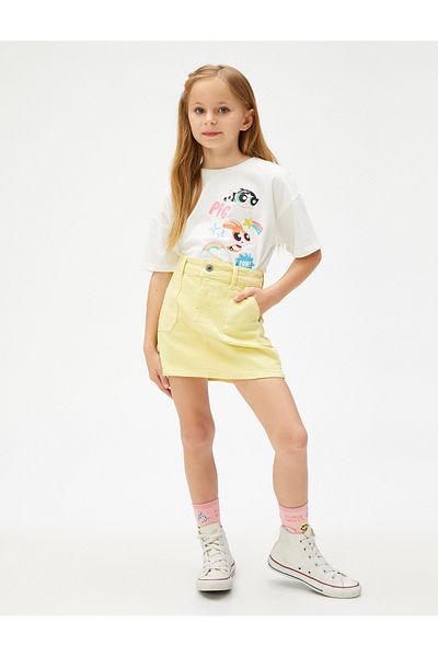 Koton Denim Skirt Mini Size Pocketed Cotton Adjustable Elastic Waist