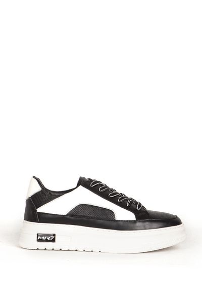 MARCOMEN Men's Sneakers - 19473 Model Black, Genuine Leather, Thick Sole and Lace-up Casual Shoes