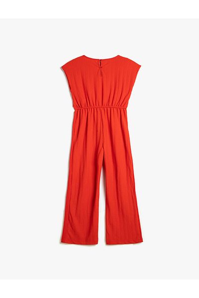 Koton Full Length Sleeveless Jumpsuit with Round Neck and Belt Detail