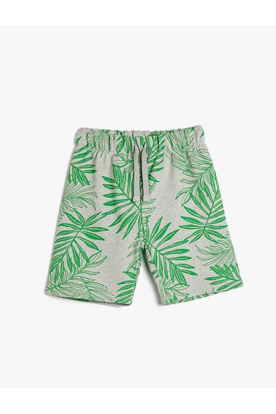 Koton Botanical Patterned Pocketed - Waist Tied Shorts