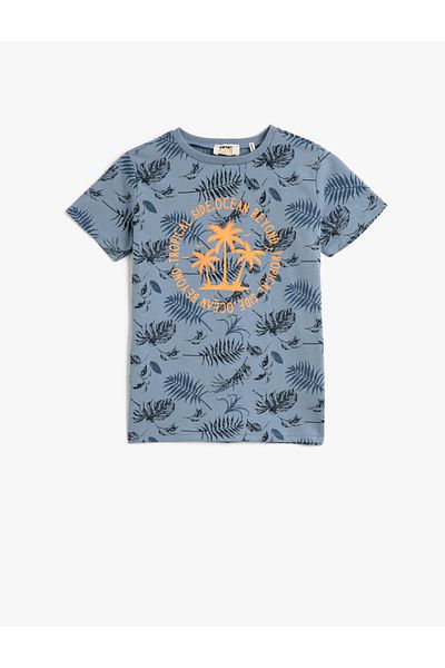 Koton Tricou cu mânecă scurtă cu decolteu și bumbac imprimat