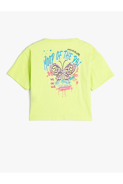 Koton T-Shirt Short Sleeve Crew Neck Butterfly Printed Cotton