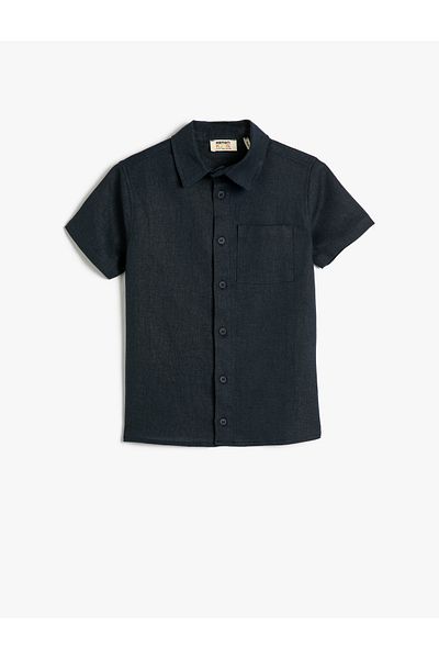 Koton Linen Shirt Short Sleeve Pocket Detailed