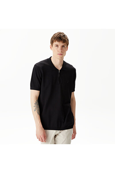 Nautica Ανδρικό μαύρο πουλόβερ με κοντό μανίκι κλασικής εφαρμογής