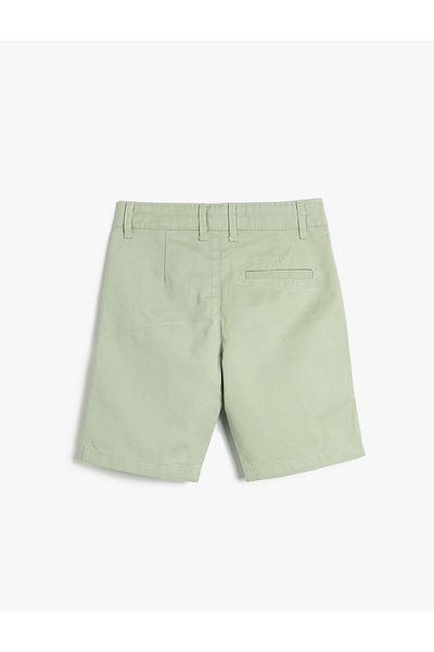 Koton Bermuda-Shorts, Basic-Chino-Tasche, Baumwolle, verstellbarer, elastischer Bund