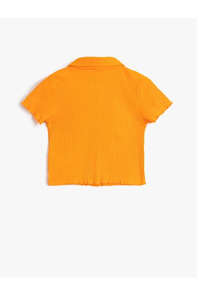 Koton Tricou cu gât polo, cu mânecă scurtă, nasturi cu apăsare, bumbac cu nervuri