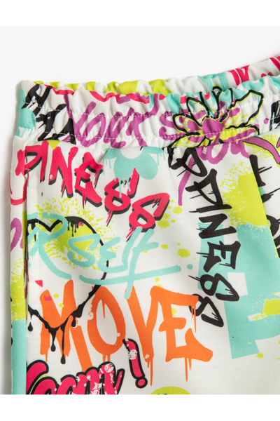 Koton Şort Beli Lastikli Cepli Baskılı