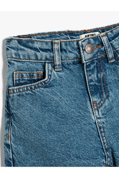 Koton Denim Shorts Color Contrast Cotton Pocket