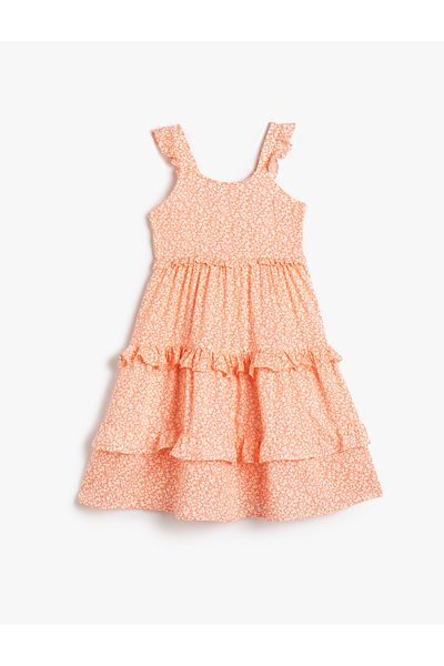 Koton Φόρεμα Midi Floral Strap Ruffle Layered