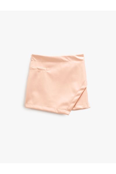 Koton Mini Skirt Leather Look Double Breasted Symmetrical Cut