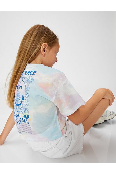 Koton Back Printed Smileyworld® T-Shirt Licensed Batik Pattern
