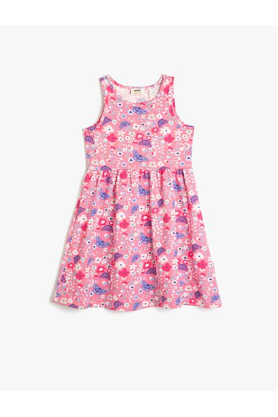 Koton Combed Cotton Dress Sleeveless Round Neck Butterfly Printed Cotton