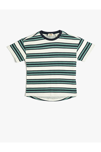 Koton T-shirt z krótkim rękawem, okrągłym dekoltem, bawełniany