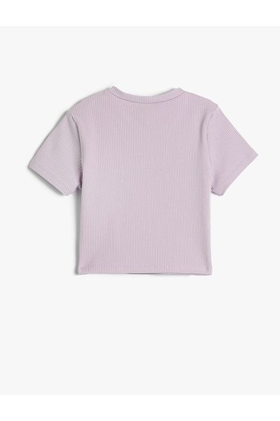 Koton Crop T-Shirt Graffiti Printed Cotton Short Sleeve Crew Neck