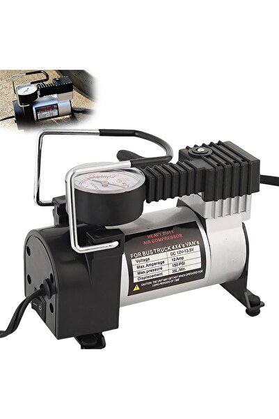 TeknoClass Profesyonel 150Psi Metal Oto Araç Hava Kompresörü Mini 12v Oto Lastik Pompası Araba Bisiklet