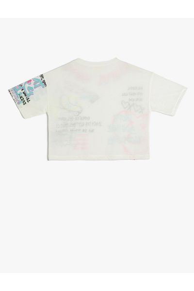 Koton T-Shirt mit kurzen Ärmeln und Rundhalsausschnitt mit Graffiti-Aufdruck